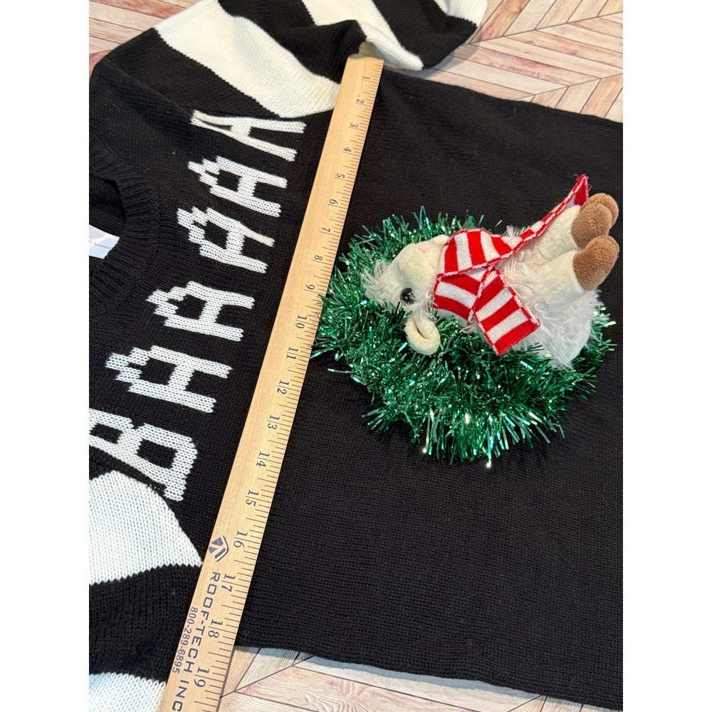 No Boundaries Kids BAAAH HUMBUG Ugly‎ Christmas Sweater L 11-13 Black Holiday - Picture 5 of 8